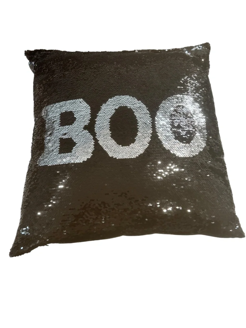 La France Home Halloween Pillow Bundle 2 BOO Sequin Ghost Pumpkin Spooky Decor